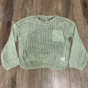 New Women's Green Crochet Sweater with Five multi color ribbed Tank Tops- Size S